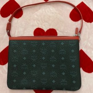 MCM Liz Monogram Black Red Visetos Pouch